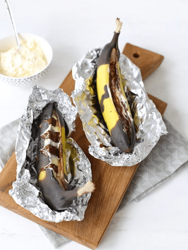 Рецепты десертов из жареного маршмеллоу - с бананом - фото