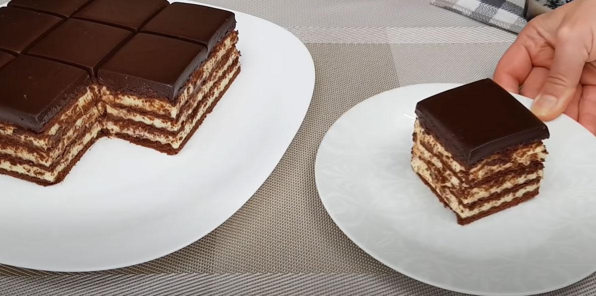Простой торт из шоколадного печенья